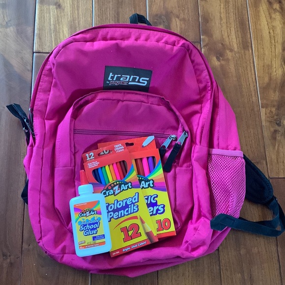 Trans by Jansport 17" Supermax Backpack - Hot Pink laptop + school supplies - Picture 1 of 16